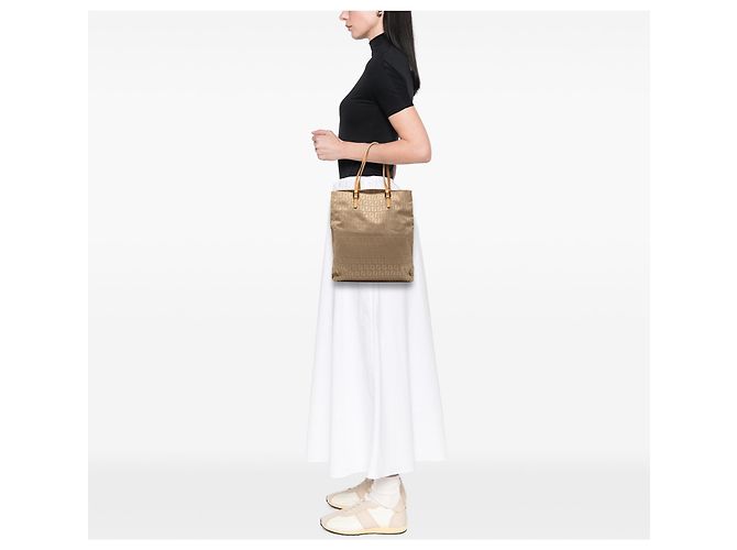 Borsa tote in tela Zucchino marrone Fendi Beige - vista 7