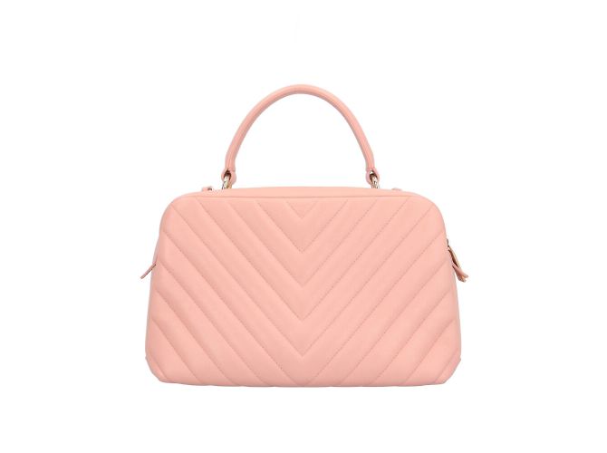 Borsa da bowling in pelle rosa Chanel usata - vista 3