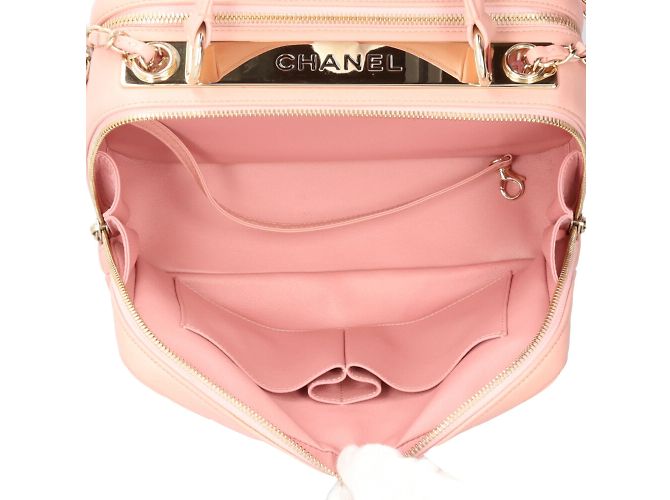 Borsa da bowling in pelle rosa Chanel usata - vista 6