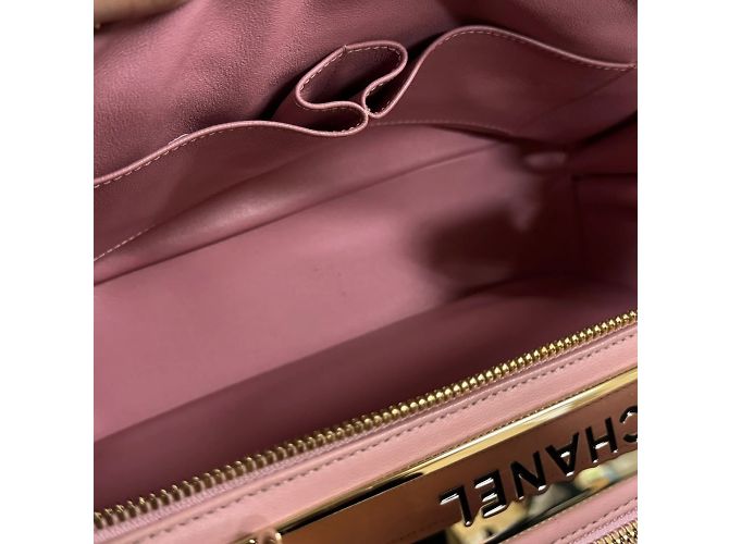 Borsa da bowling in pelle rosa Chanel usata - vista 8