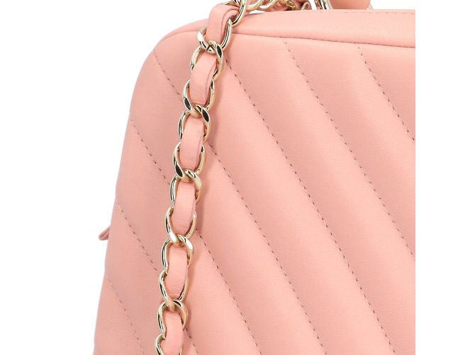 Borsa da bowling in pelle rosa Chanel usata - vista 9