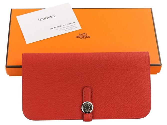 Hermès Dogon Lange Brieftasche Rot - Ansicht 12
