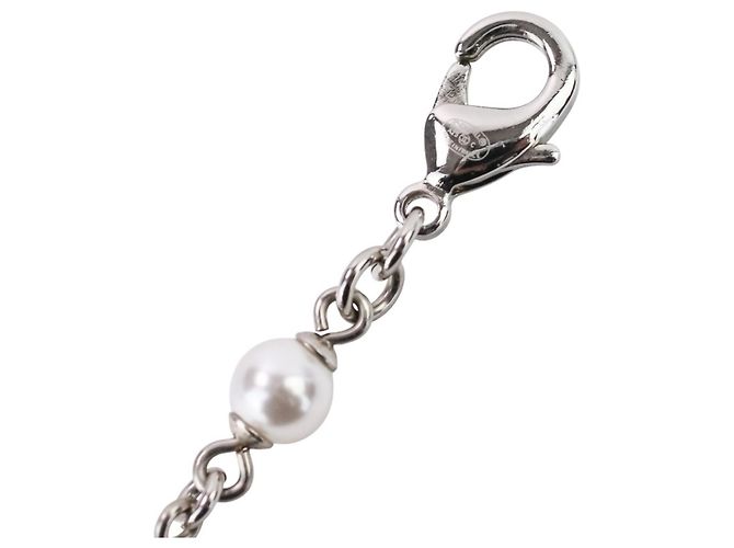 Collar de perlas con marca Coco de strass de Chanel Plata Blanco - vista 11