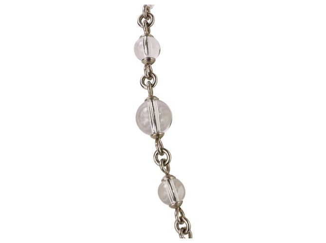 Collar de perlas con marca Coco de strass de Chanel Plata Blanco - vista 9