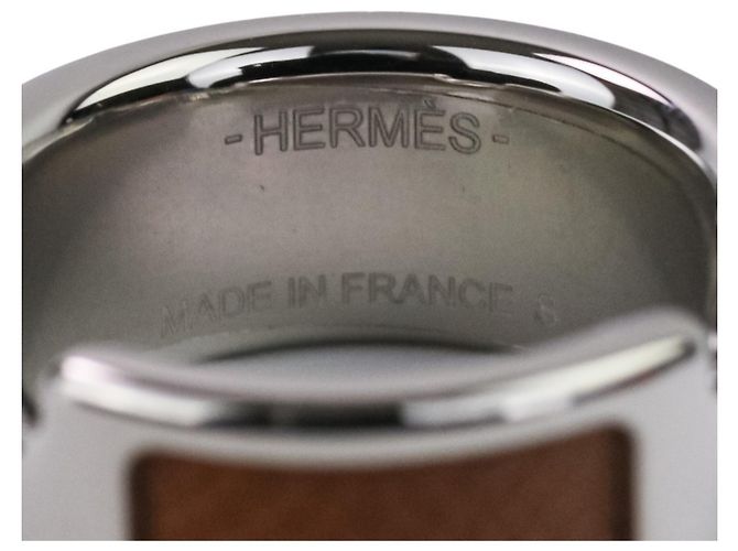 Ring Hermès Bague HERMES Olympe PM Marron Argenté - vue 11