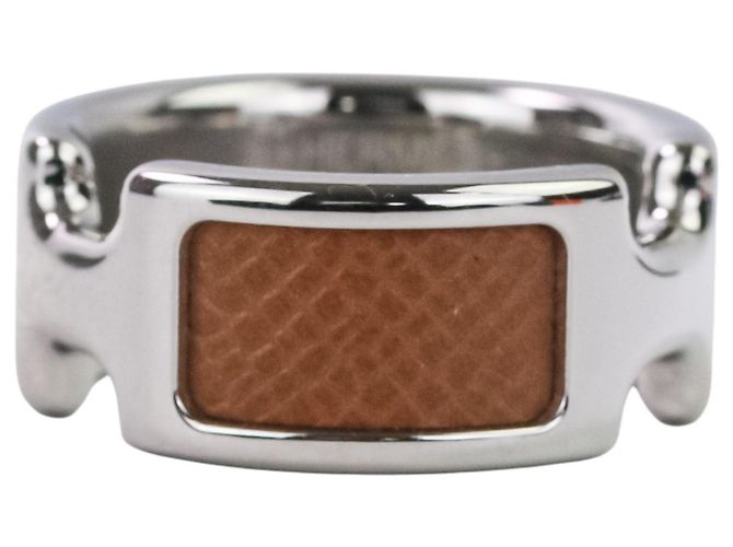 Ring Hermès Bague HERMES Olympe PM Marron Argenté - vue 2