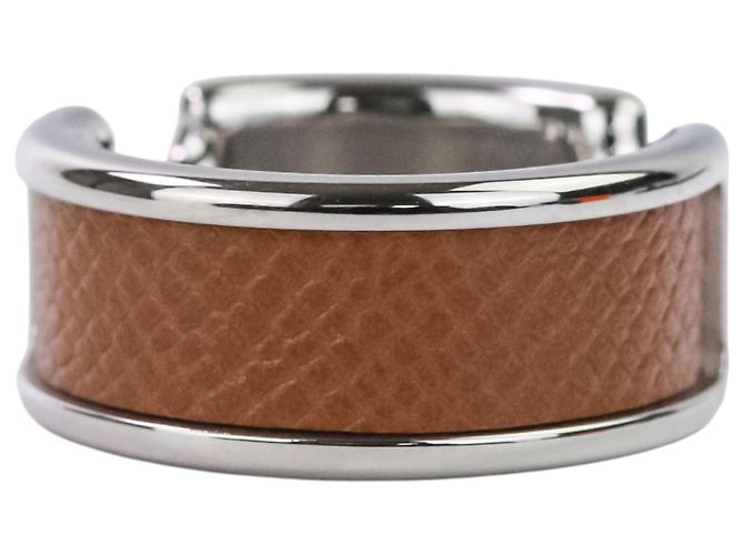 Ring Hermès Bague HERMES Olympe PM Marron Argenté - vue 4