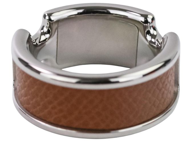 Ring Hermès Bague HERMES Olympe PM Marron Argenté - vue 8
