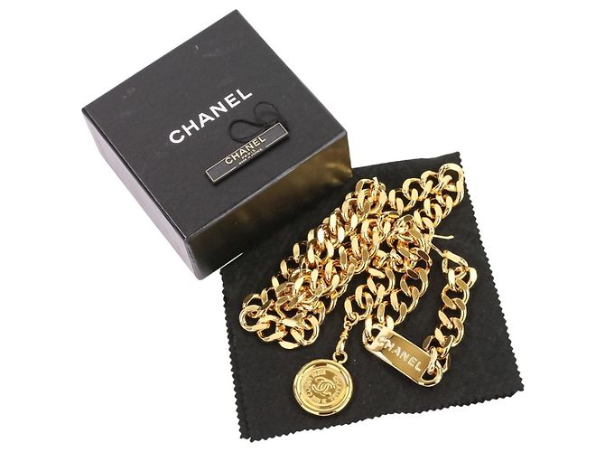 Chanel Vintage Coco Mark Münz-Kettengürtel Golden - Ansicht 16