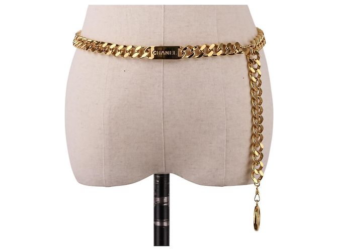 Chanel Vintage Coco Mark Münz-Kettengürtel Golden - Ansicht 2
