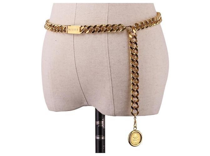 Chanel Vintage Coco Mark Münz-Kettengürtel Golden - Ansicht 3