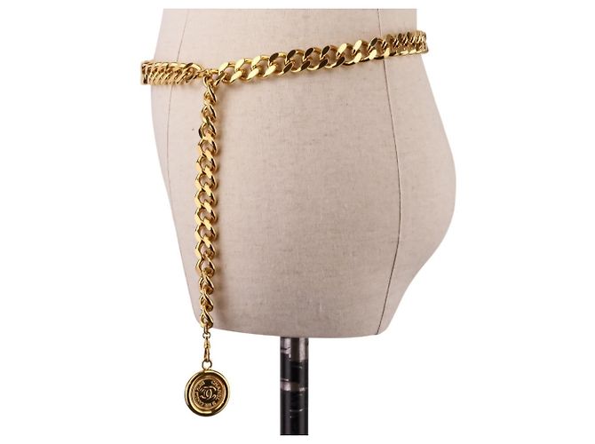 Chanel Vintage Coco Mark Münz-Kettengürtel Golden - Ansicht 4