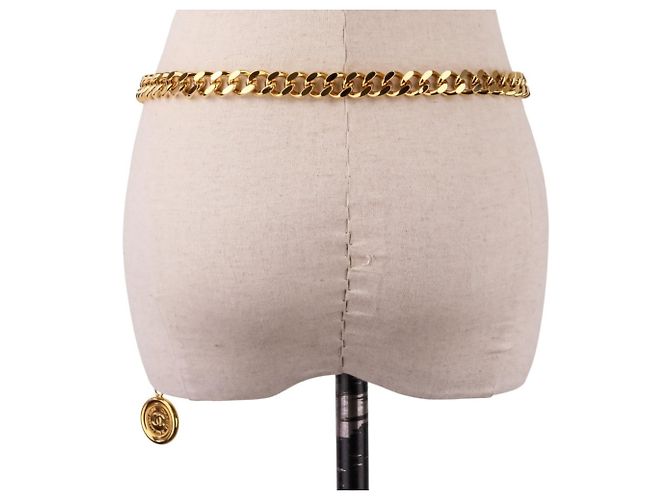Chanel Vintage Coco Mark Münz-Kettengürtel Golden - Ansicht 5