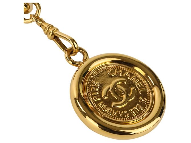 Chanel Vintage Coco Mark Münz-Kettengürtel Golden - Ansicht 9