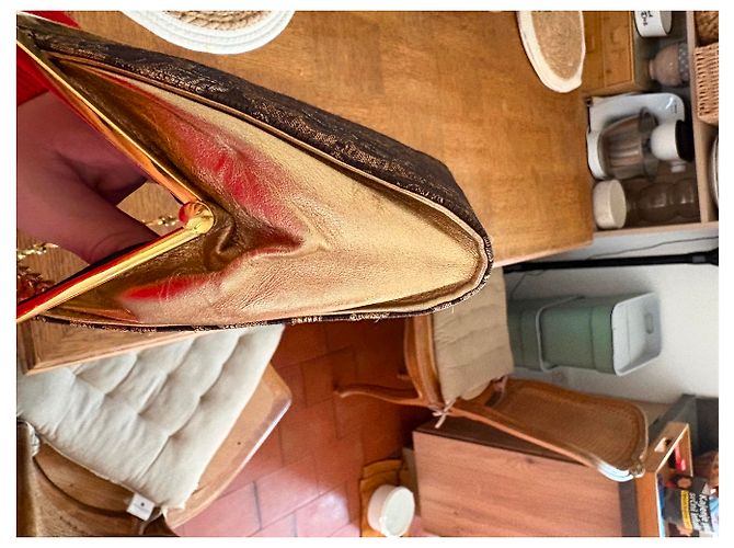 Céline Borsa a Spalla Celine Triomphe Gamaguchi con Catena in Tela Pelle Ricamo Oro Borsa Triomphe Dorata Multicolore - vista 12