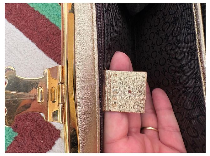 Céline Borsa a Spalla Celine Triomphe Gamaguchi con Catena in Tela Pelle Ricamo Oro Borsa Triomphe Dorata Multicolore - vista 9