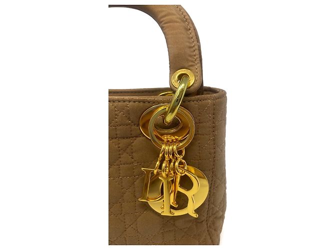 Borsa Mini Lady Dior in tela beige con tracolla - vista 11