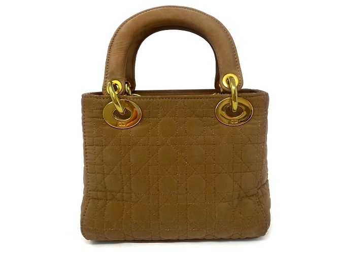 Borsa Mini Lady Dior in tela beige con tracolla - vista 2