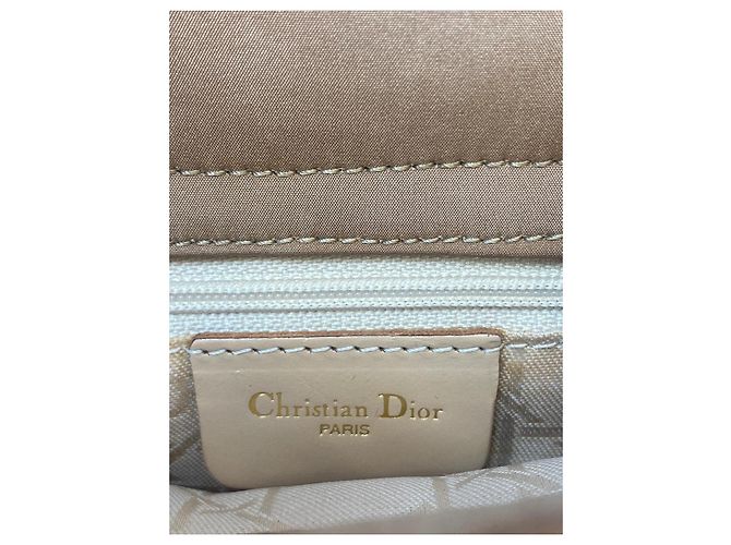 Borsa Mini Lady Dior in tela beige con tracolla - vista 5