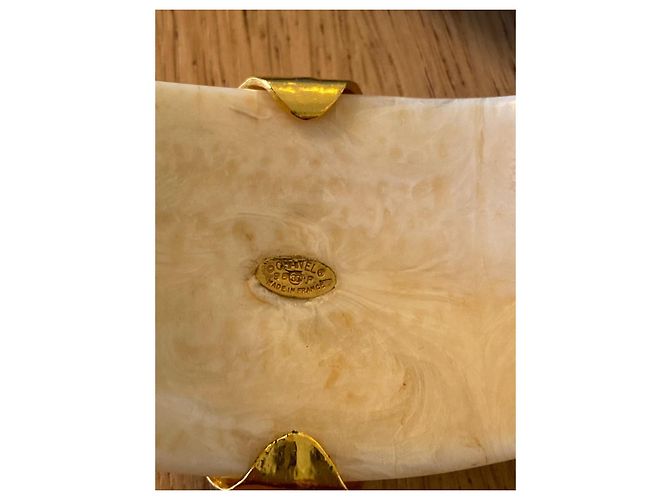 Bracciale Cuff CC Chanel Bianco e Oro – Vintage Anni '90 D'oro - vista 4