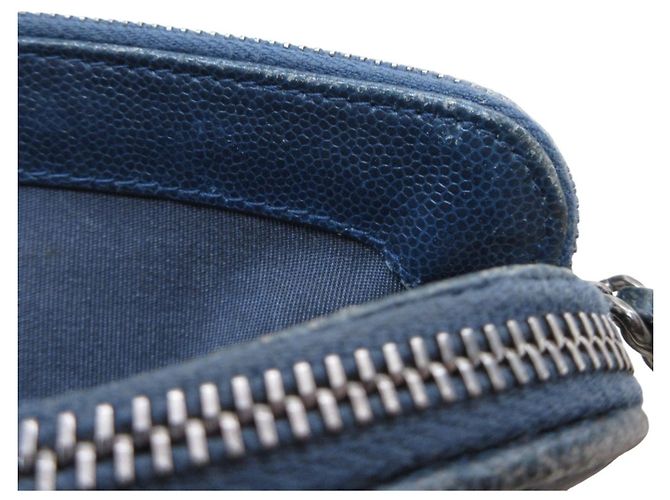 Borsa a spalla in pelle di vitello grana blu navy Chanel - vista 13