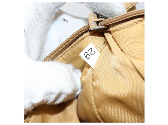 PRADA Borsa a mano in nylon beige argento autentica 160804 - vista 12