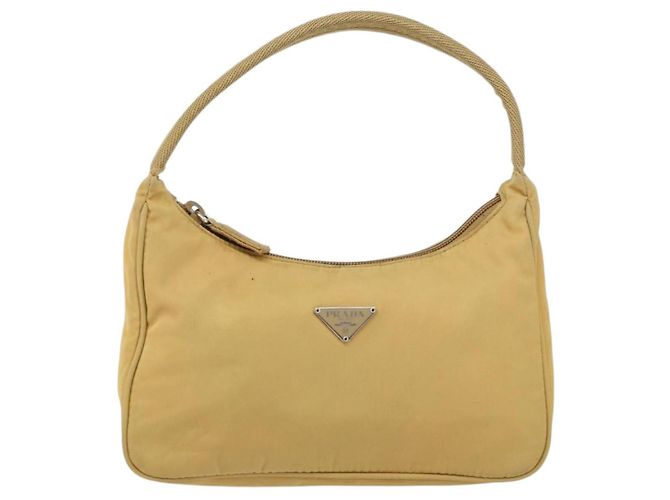 PRADA Borsa a mano in nylon beige argento autentica 160804 - vista 13