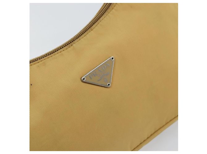 PRADA Borsa a mano in nylon beige argento autentica 160804 - vista 17