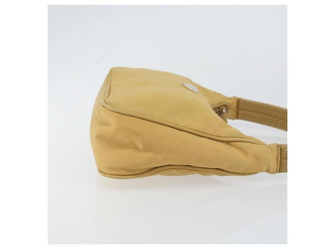 PRADA Borsa a mano in nylon beige argento autentica 160804 - vista 3