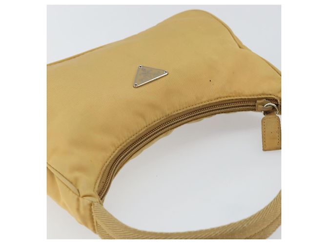 PRADA Borsa a mano in nylon beige argento autentica 160804 - vista 6