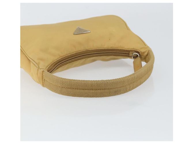 PRADA Borsa a mano in nylon beige argento autentica 160804 - vista 7