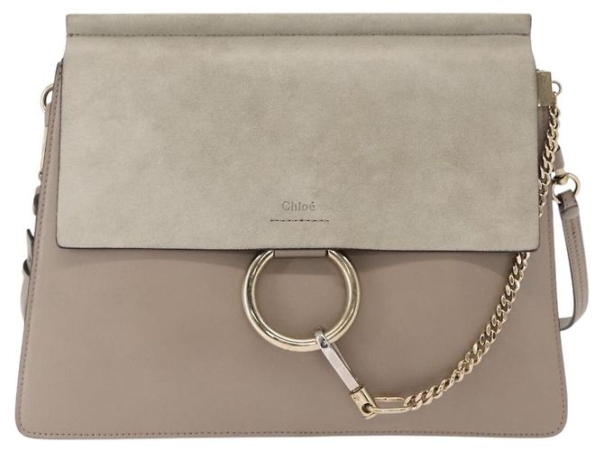 Chloé Borsa a Spalla Chloe Fay in Pelle Scamosciata Beige Oro Auth BA9070 - vista 2