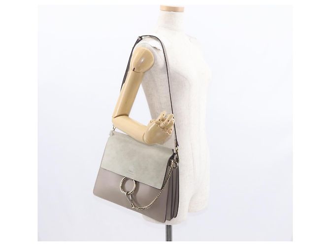 Chloé Borsa a Spalla Chloe Fay in Pelle Scamosciata Beige Oro Auth BA9070 - vista 26