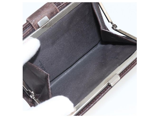 Portafoglio compatto in tela Zucca FENDI Nero Marrone Argento Auth 158172 - vista 11