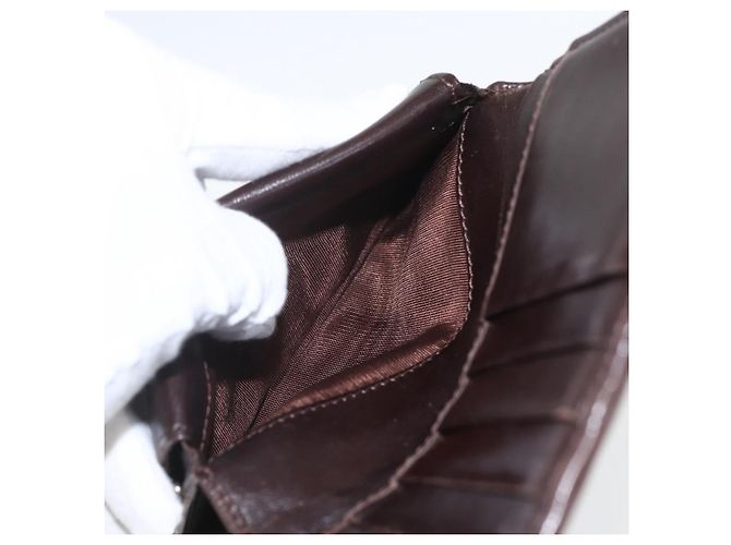 Portafoglio compatto in tela Zucca FENDI Nero Marrone Argento Auth 158172 - vista 19
