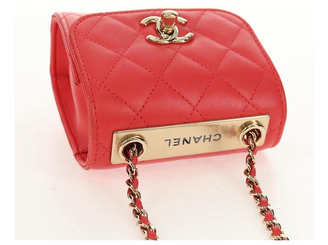 CHANEL Borsa a Spalla Matelassé in Pelle di Agnello Rossa Oro CC Auth 158913SAM Rosso D'oro - vista 6