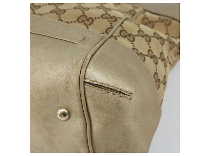 Borsa a mano GG Canvas Gucci Beige Oro 269894 Auth 160609 D'oro - vista 10