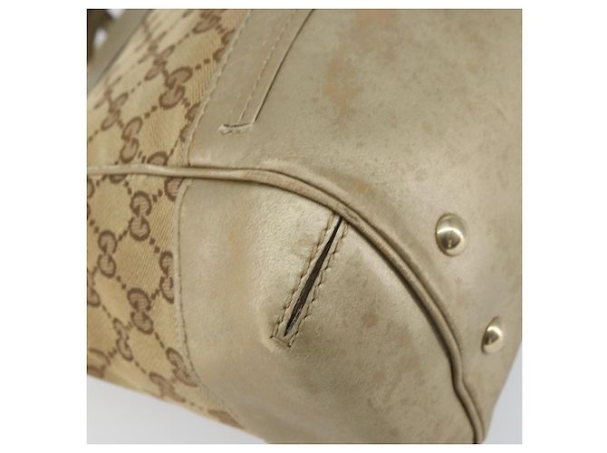 Borsa a mano GG Canvas Gucci Beige Oro 269894 Auth 160609 D'oro - vista 13
