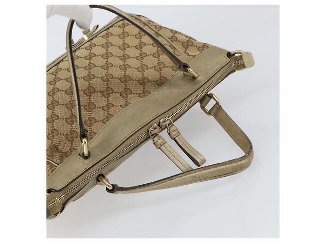 Borsa a mano GG Canvas Gucci Beige Oro 269894 Auth 160609 D'oro - vista 6