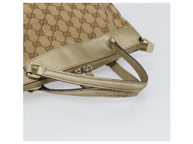 Borsa a mano GG Canvas Gucci Beige Oro 269894 Auth 160609 D'oro - vista 7