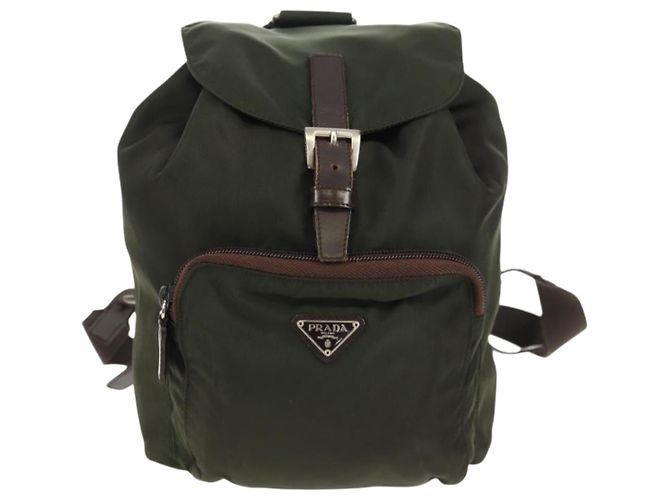 PRADA Backpack Nylon Khaki Silver Auth 157775 Silvery - view 13