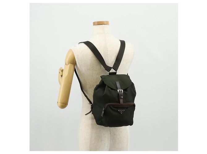 PRADA Backpack Nylon Khaki Silver Auth 157775 Silvery - view 26