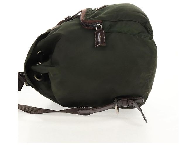 PRADA Backpack Nylon Khaki Silver Auth 157775 Silvery - view 3