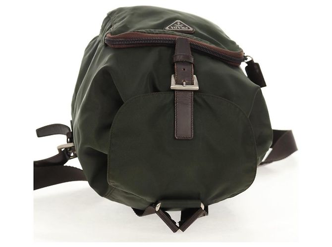 PRADA Backpack Nylon Khaki Silver Auth 157775 Silvery - view 6
