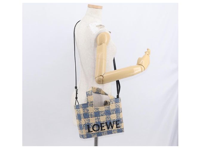 Borsa LOEWE Raffia 2way Azzurro Chiaro Argento Auth 158951SAV Blu chiaro - vista 21