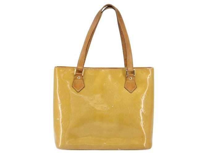 LOUIS VUITTON Monogram Vernis Houston Hand Bag Beige M91004 LV Auth BA9047 - view 13