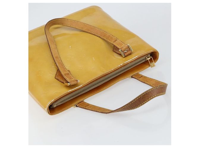 LOUIS VUITTON Monogram Vernis Houston Hand Bag Beige M91004 LV Auth BA9047 - view 6