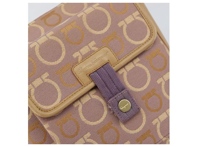 Borsa a Spalla Gancini Salvatore Ferragamo in Tela Viola Oro Auth 160696 - vista 14
