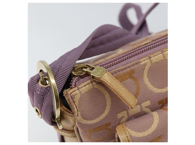 Borsa a Spalla Gancini Salvatore Ferragamo in Tela Viola Oro Auth 160696 - vista 15