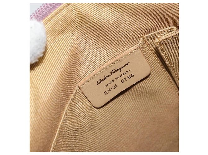 Borsa a Spalla Gancini Salvatore Ferragamo in Tela Viola Oro Auth 160696 - vista 16